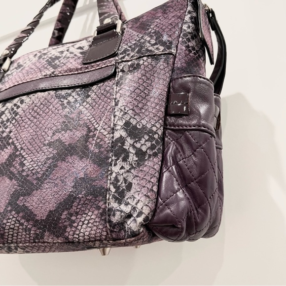 SHARIF 1827 Purple Leather Snake Print Shoulder Bag With Dust Bag NWOT - Picture 12 of 12